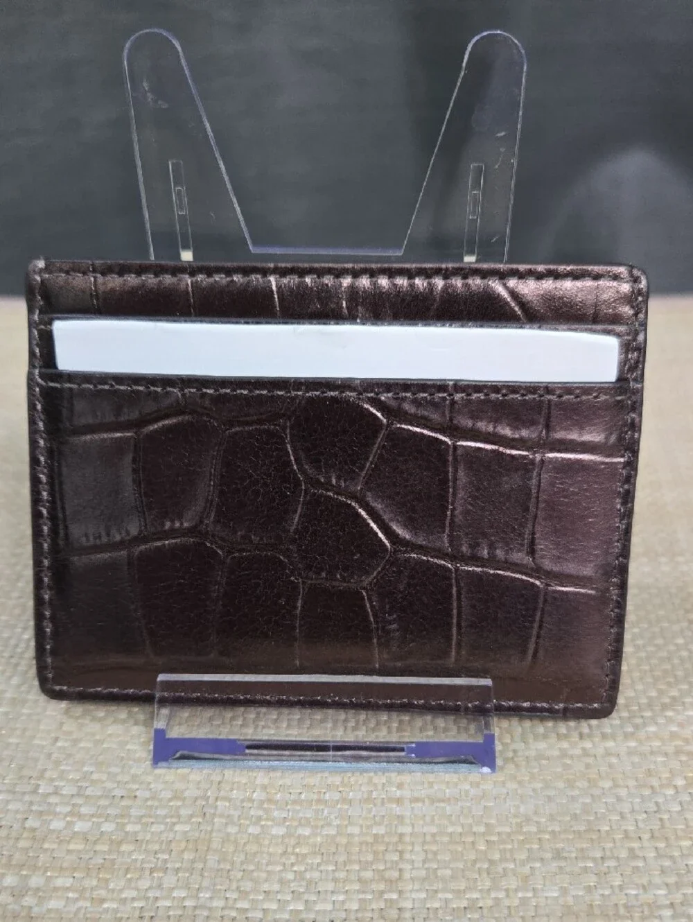 NWOT kate spade metallic brown croc-embossed leather card holder